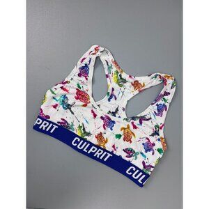 Culprit women's medium white sea turtle racer back lounge bra‎ wireless unlined